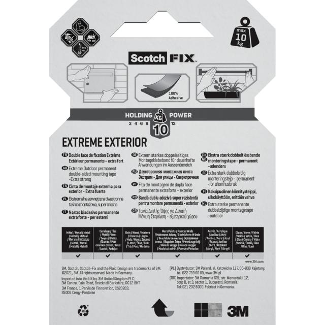 Banda dublu adeziva montare super rezistenta Scotch-Fix™ 3M, 1.5 m x 19 mm