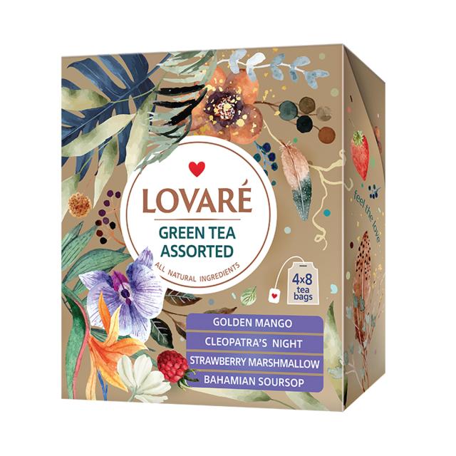 Ceai Lovare Green Tea Assorted, 32 plicuri/cutie