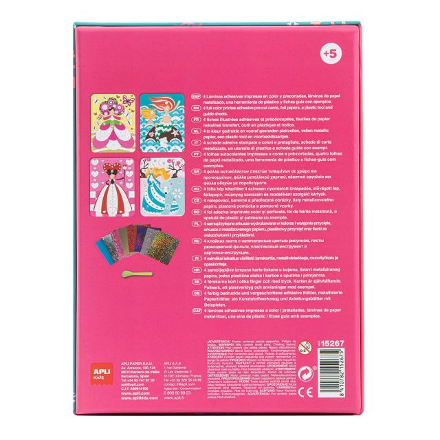 Joc creativ cu atocolante metalizate, APLI, tema Printese