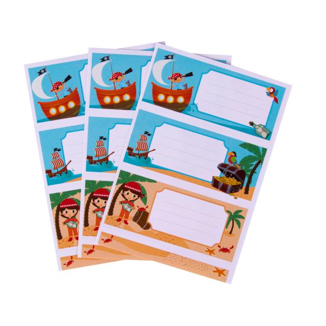 Etichete scolare Apli 81x36 mm, 3 file, design pirati