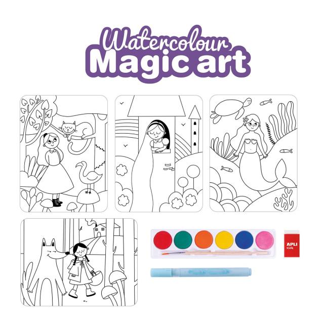 Joc creativ de pictura Magic Art, APLI, 6 acuarele, 1 pensula