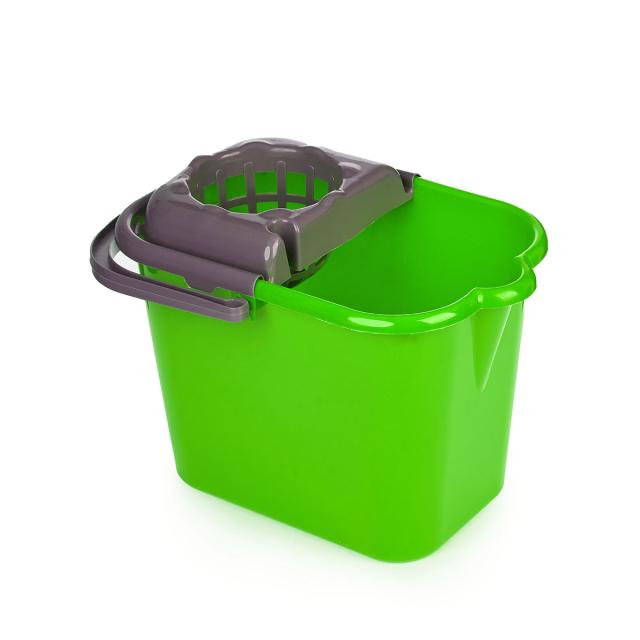 Galeata plastic dreptunghiulara cu storcator, verde, 14L