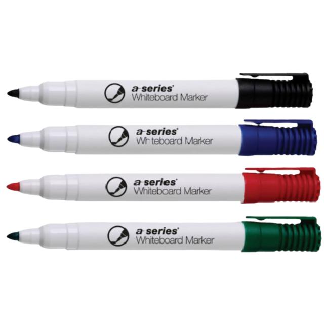 Marker pentru tabla A-series,  corp plastic, varf 2 mm, 4 culori/set