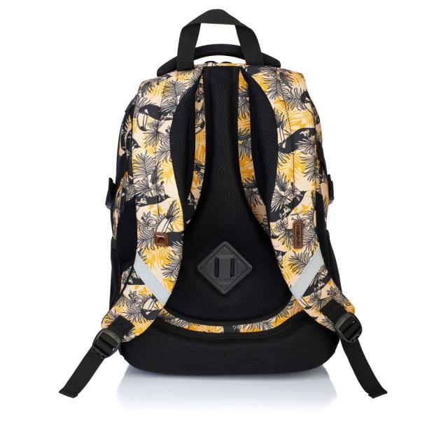 Ghiozdan HEAD HD-88, 4 compartimente, negru, design papagali