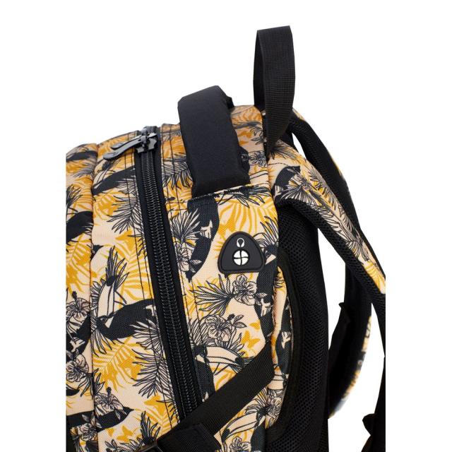 Ghiozdan HEAD HD-88, 4 compartimente, negru, design papagali