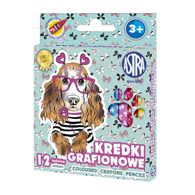 Creioane colorate Astra  Grafion,  12 bucati/set