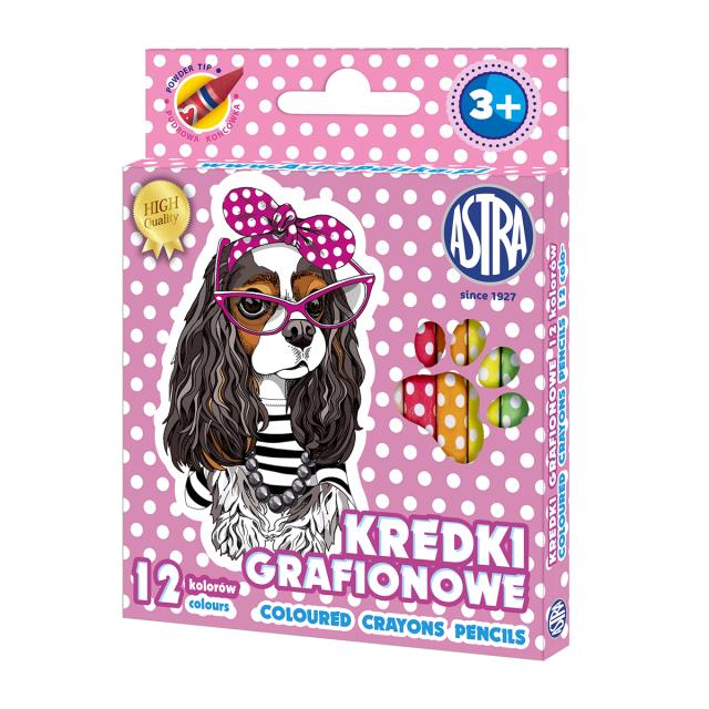 Creioane colorate Astra  Grafion,  12 bucati/set