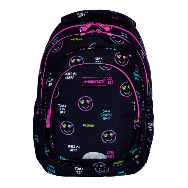 Ghiozdan Astra Head AB330, 3 compartimente, 39 x 28 x 15 cm, design smiley