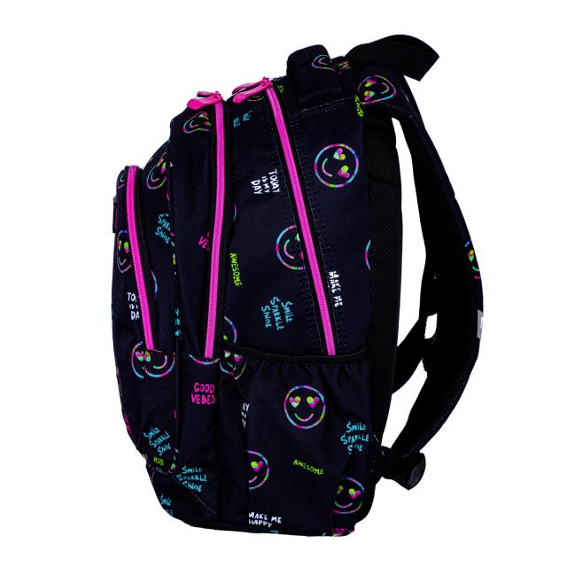 Ghiozdan Astra Head AB330, 3 compartimente, 39 x 28 x 15 cm, design smiley