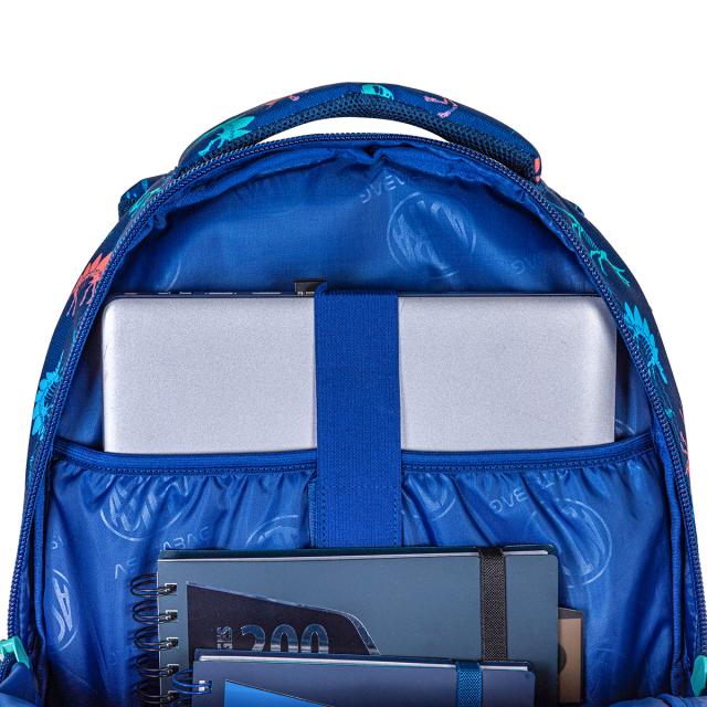 Ghiozdan Astrabag  AB300, 3 compartimente, 32 x 22 x 10 cm, design dinozaur