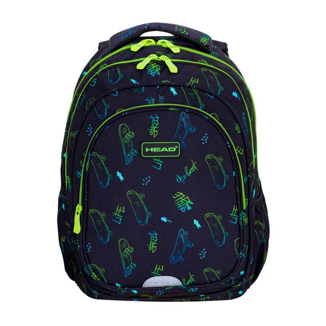 Ghiozdan Astrabag AB300, 3 compartimente, 32 x 22 x 10 cm, design skateboard
