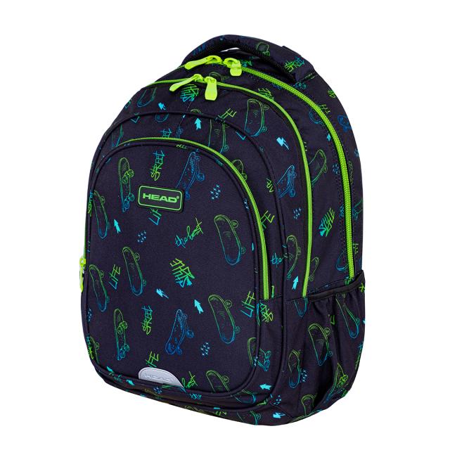 Ghiozdan Astrabag AB300, 3 compartimente, 32 x 22 x 10 cm, design skateboard