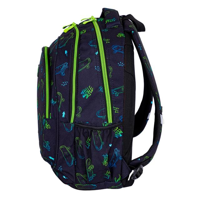 Ghiozdan Astrabag AB300, 3 compartimente, 32 x 22 x 10 cm, design skateboard
