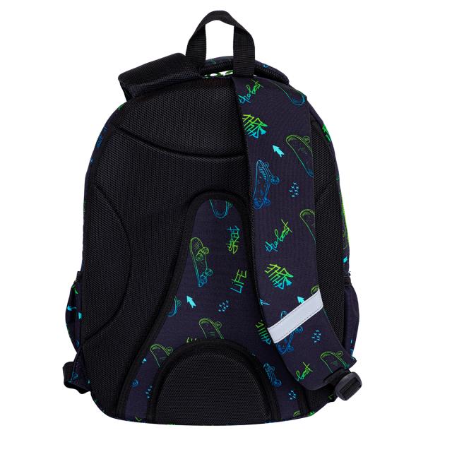 Ghiozdan Astrabag AB300, 3 compartimente, 32 x 22 x 10 cm, design skateboard