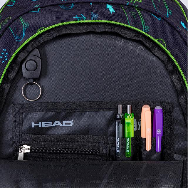 Ghiozdan Astrabag AB300, 3 compartimente, 32 x 22 x 10 cm, design skateboard