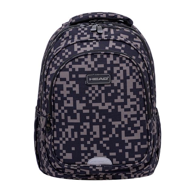 Ghiozdan Astra Head, 3 compartimente, design gri