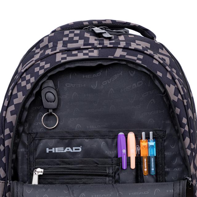 Ghiozdan Astra Head, 3 compartimente, design gri