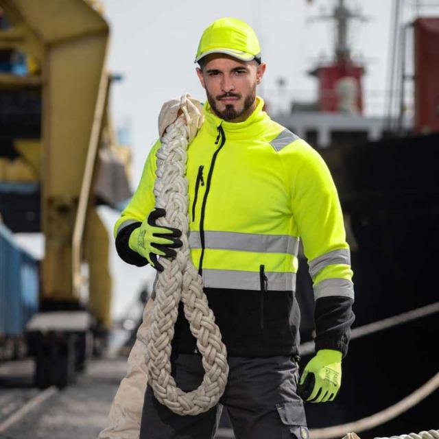 Jacheta fleece reflectorizanta, STENSO, PRISMA HV, galben neon, marimea XL