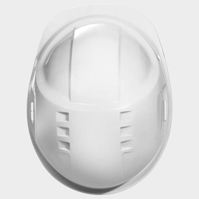 Casca de protectie ventilata STENSO, alba, cu rotita de fixare