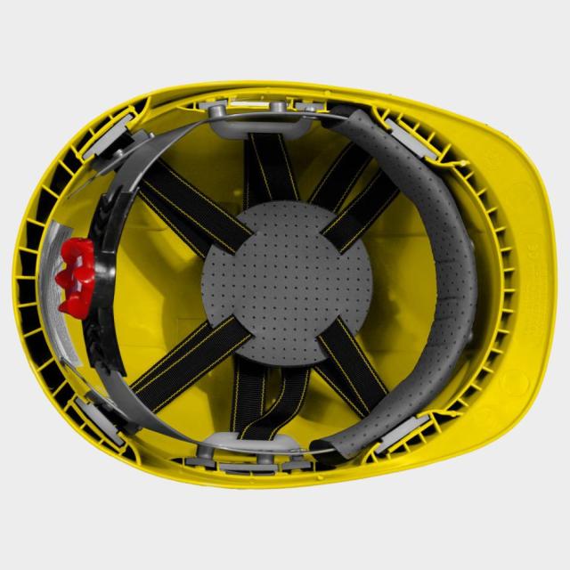 Casca de protectie ventilata STENSO, galbena, cu rotita de fix