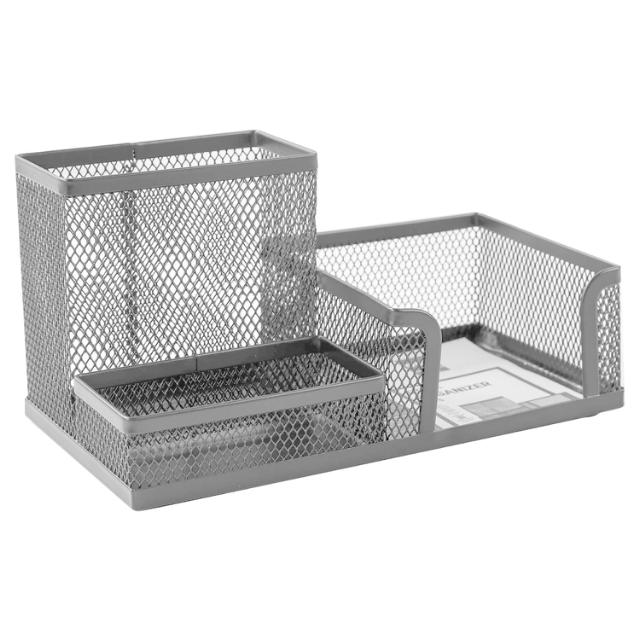 Suport accesorii de birou, 205x100x99 mm, mesh argintiu