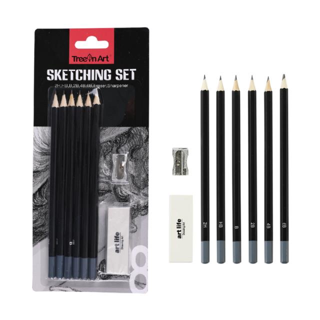 Set schitare Memoris-Precious, 6 creioane grafit, radiera ascutitoare metalica