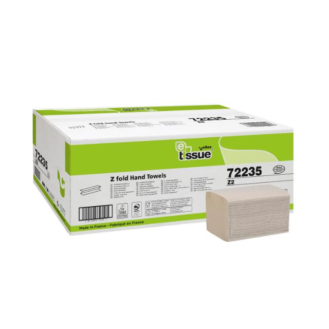 Prosoape pliate Celtex E-Tissue Z, celuloza, 2 straturi, 20.5 x 24 cm, 150 portii/pachet, 25 pachete/bax