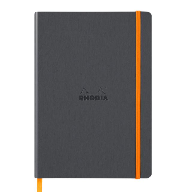 Notebook A5 Rhodiarama, 80 file, ivory, dictando, gri