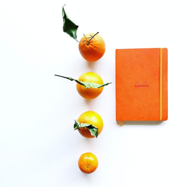Notebook A5 Rhodiarama, 80 file, ivory, dictando, portocaliu