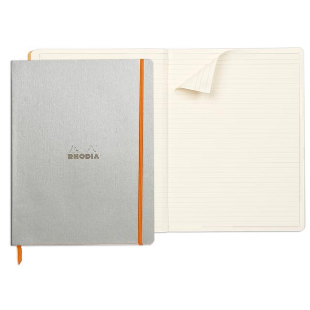 Notebook  A4+ Rhodiarama, 80 file, ivory dictando, argintiu