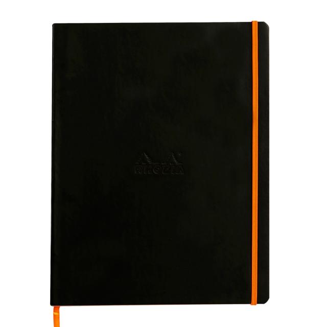 Notebook  A4+ Rhodiarama, 80 file, ivory dictando, negru