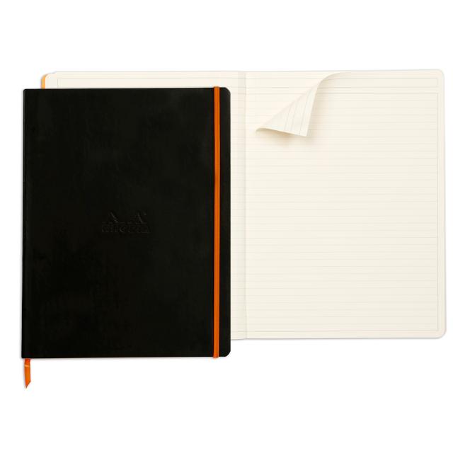 Notebook  A4+ Rhodiarama, 80 file, ivory dictando, negru