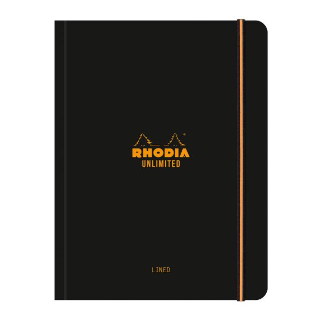Caiet cu elastic A5+ Rhodia Unlimited, 60 file, dictando, negru