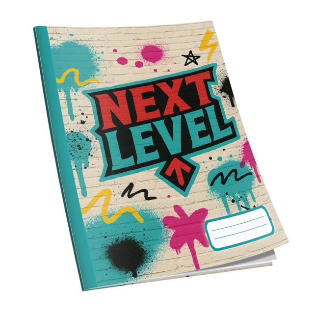 Caiet Next Level A4, 48 de file, 60g/mp, dictando, diverse modele de coperti