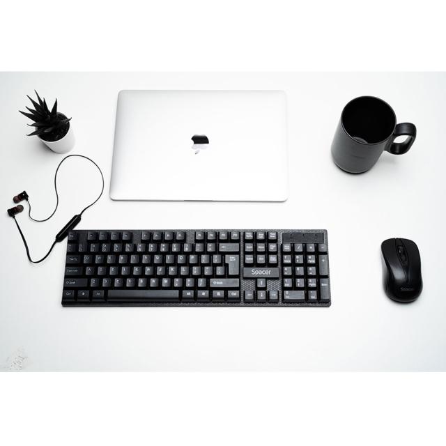 KIT wireless SPACER, tastatura wireless + mouse wireless, black, SPDS-1100