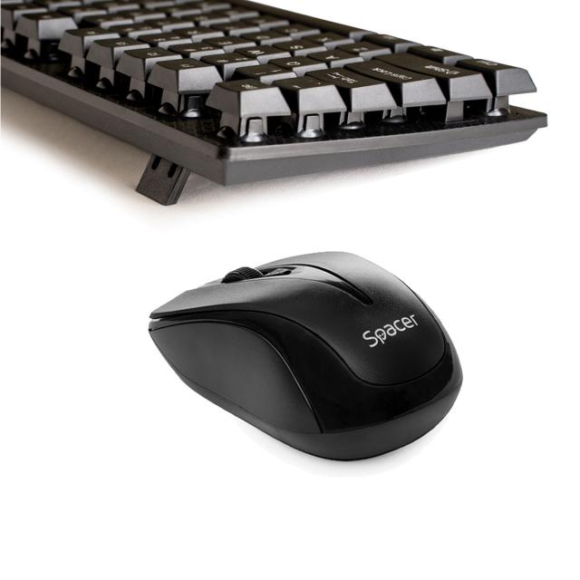 KIT wireless SPACER, tastatura wireless + mouse wireless, black, SPDS-1100