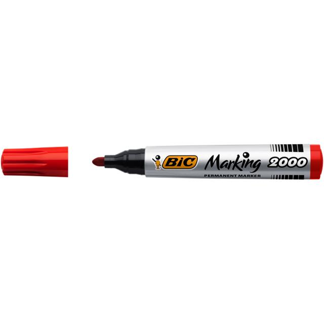 Marker permanent BIC 2000, varf rotund 1.7 mm, rosu