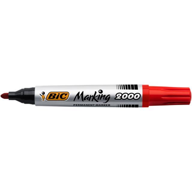 Marker permanent BIC 2000, varf rotund 1.7 mm, rosu