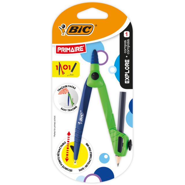 Compas Bic Explore pentru scoala primara, diverse culori, blister