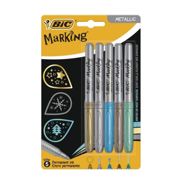 Set 5 markere permanente BIC, Metallic Colors