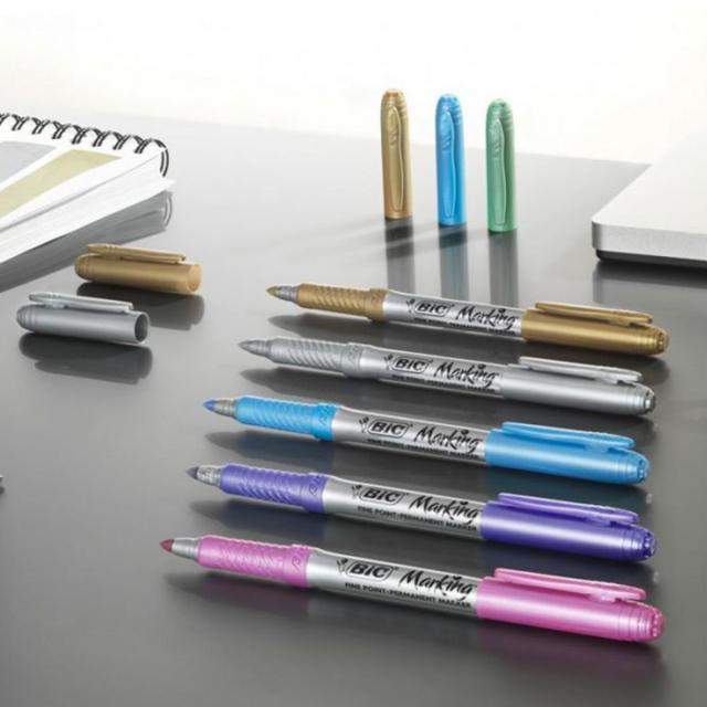 Set 5 markere permanente BIC, Metallic Colors