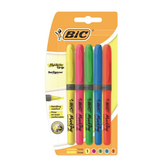 Set 5 evidentiatoare BIC, Brite Liner Grip