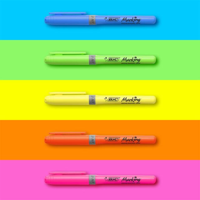 Set 5 evidentiatoare BIC, Brite Liner Grip