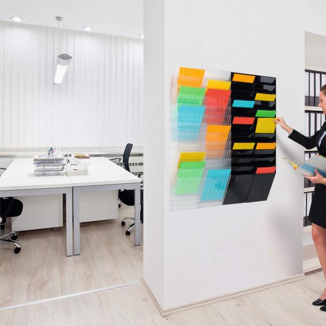 Set 12 tavite perete FLEXIBOXX, A4, vertical, transparent