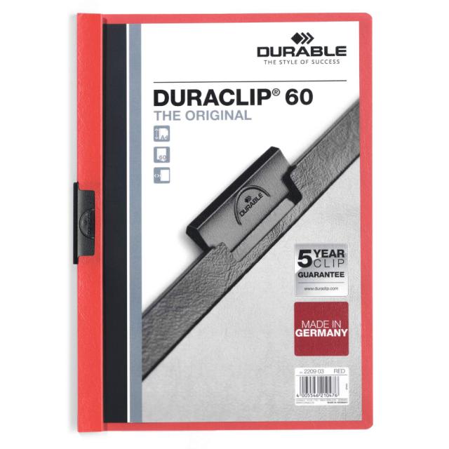 Dosar de prezentare Durable Duraclip, A4, 60 coli, rosu