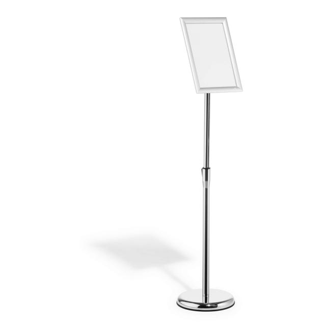 Stand cu panou informativ Durable, A4, rama click, argintiu, inaltime ajustabila 77-125 cm