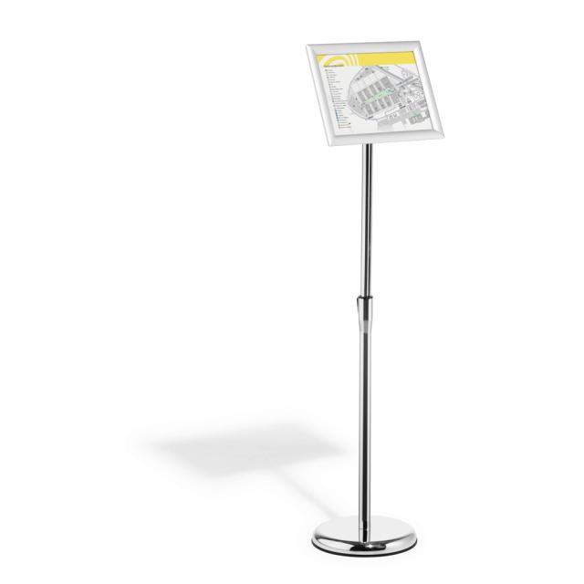 Stand cu panou informativ Durable, A4, rama click, argintiu, inaltime ajustabila 77-125 cm
