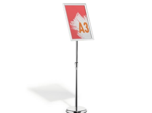 Stand cu panou informativ Durable, A3, rama click argintiu