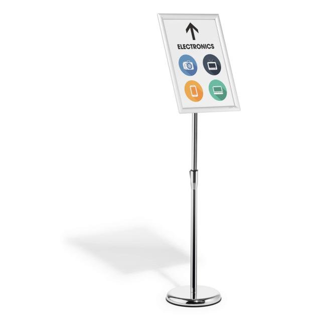 Stand cu panou informativ Durable, A3, rama click argintiu