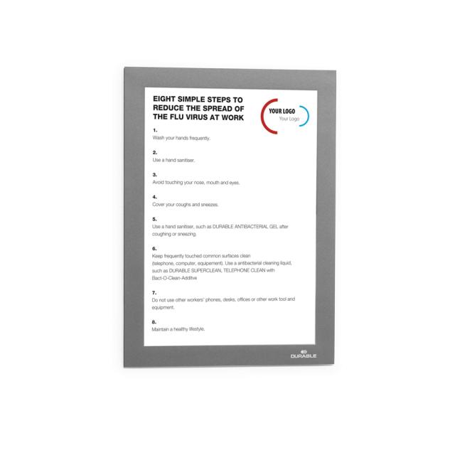 Display magnetic Durable Duraframe, A5, argintiu, 2 bucati/set